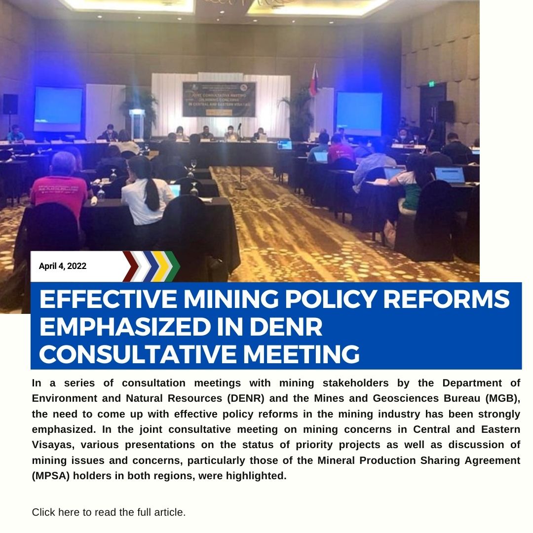 EFFECTIVE MINING POLICY REFORMS EMPHASIZED IN DENR CONSULTATIVE MEETING